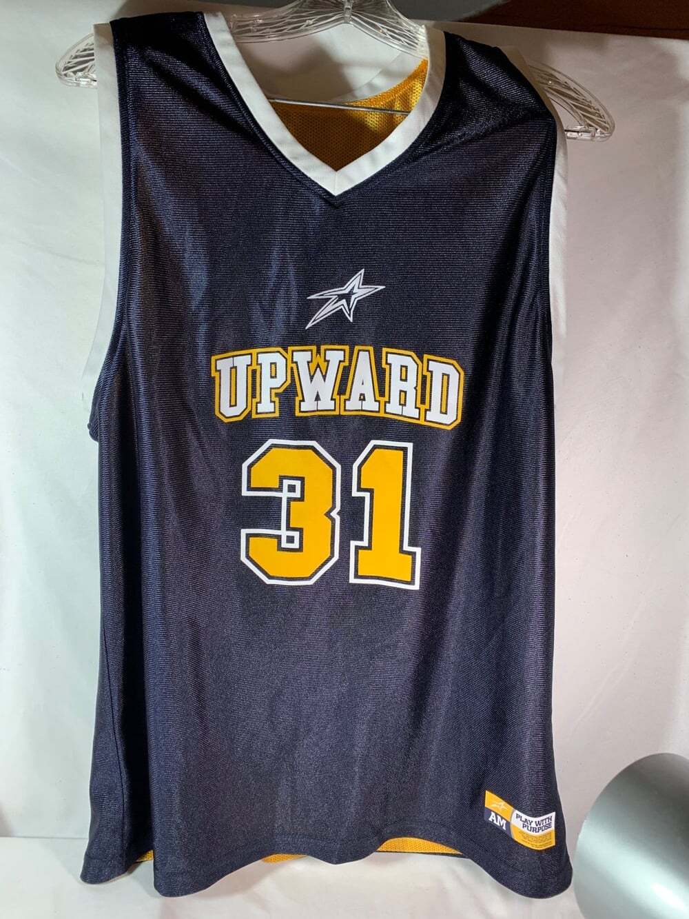 Gold Blue XL Basketball Jersey Upwards reversible